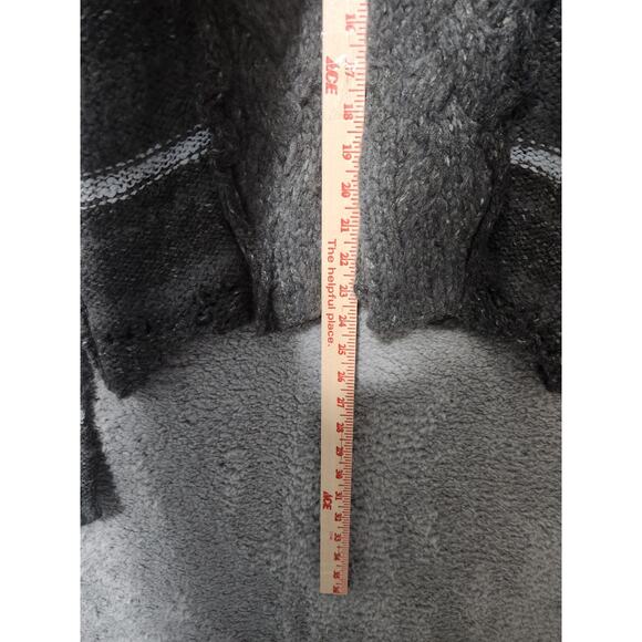 Free People Sweater Size Medium Gray Wool Striped Knit Cardigan - Picture 2 of 8